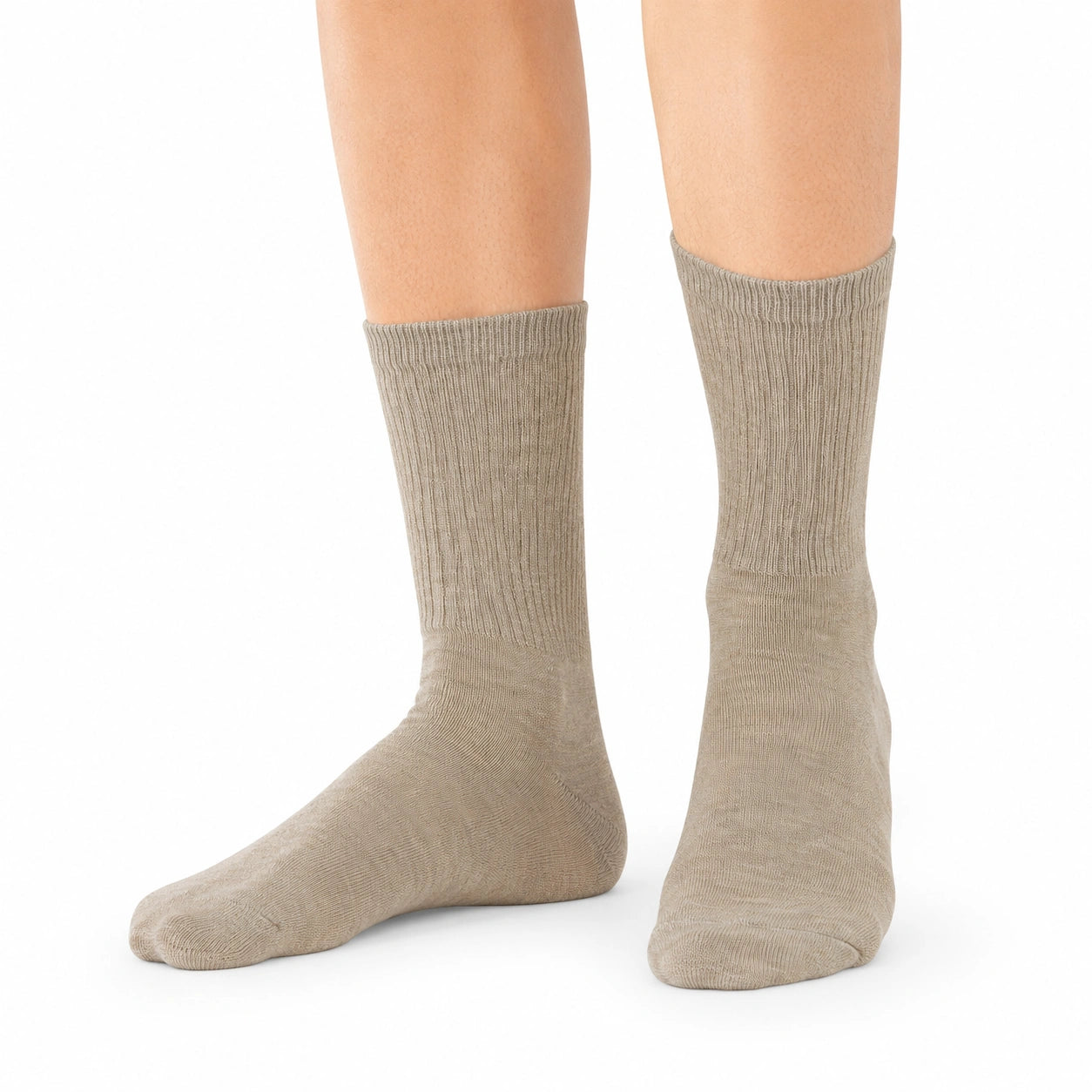 Calze a metà polpaccio 35-38 in maglia beige a coste per uso quotidiano