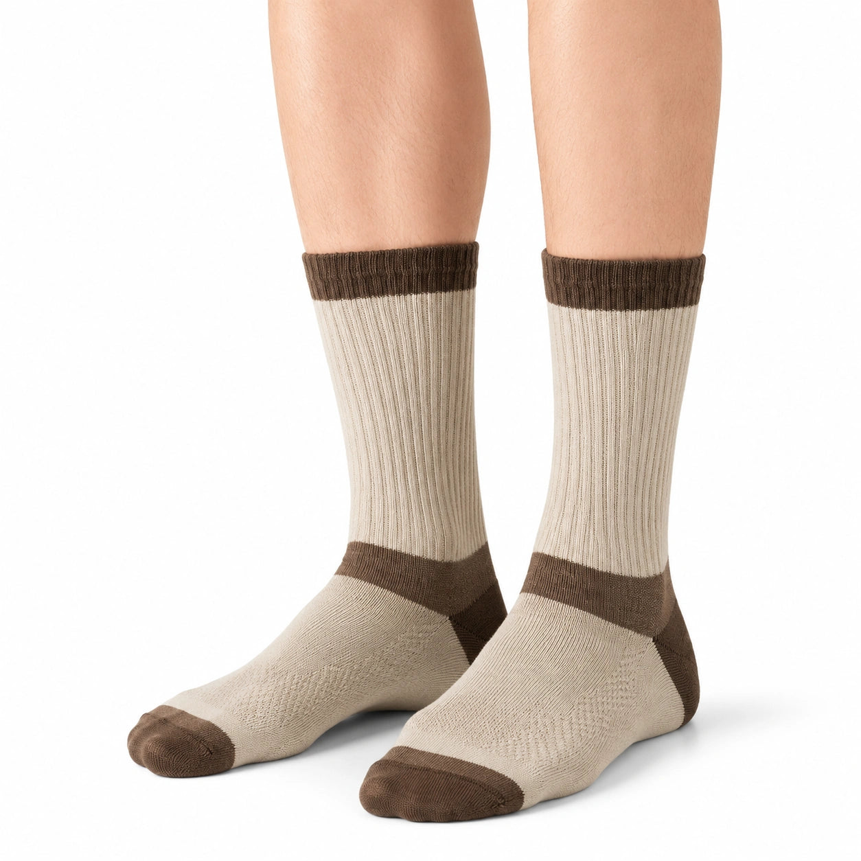 Calze a coste 43-46 in tessuto beige e marrone - stile casual