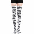 Calze sopra il ginocchio 35-38 in maglia grigio/nero con motivo tie dye stile casual