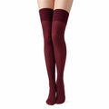 Calze sopra il ginocchio 39-42 in tessuto elasticizzato bordeaux con bordo a coste per uso quotidiano