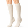 Calze al ginocchio 39-42 in maglia a coste color crema - stile classico