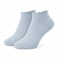 Calzini alla caviglia 39-42 in maglia azzurro chiaro a coste con bordo ondulato