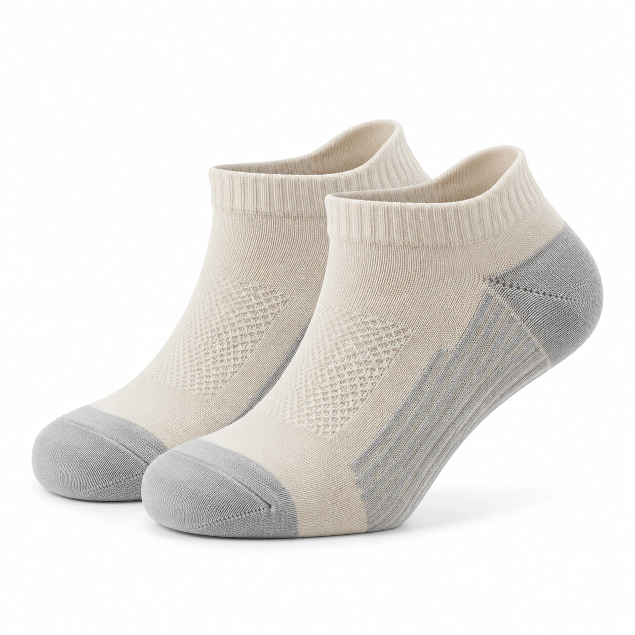Calze corte 43-46 in maglia beige e grigio - traspiranti con punta e tallone rinforzati