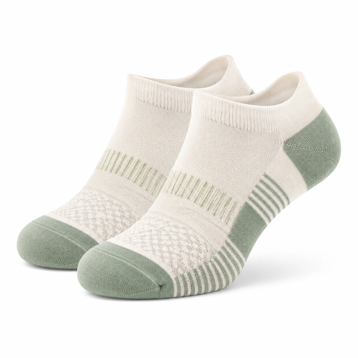Calze corte 43-46 in maglia beige e verde - traspiranti per uso quotidiano