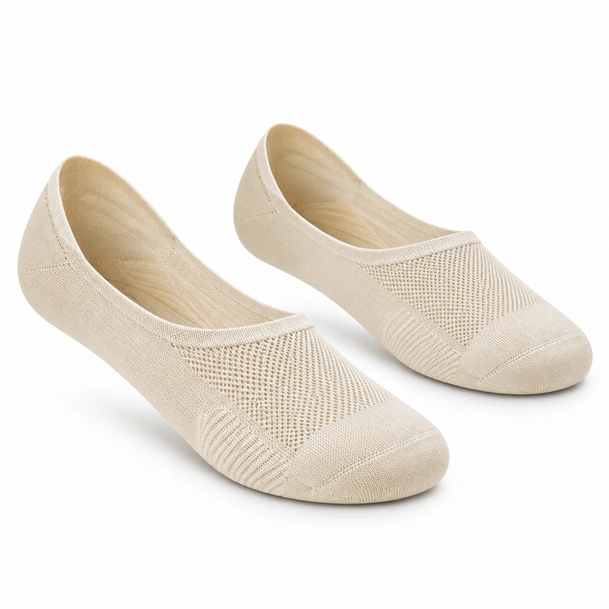 Calze ballerina 35-38 in maglia elasticizzata beige - leggere e traspiranti