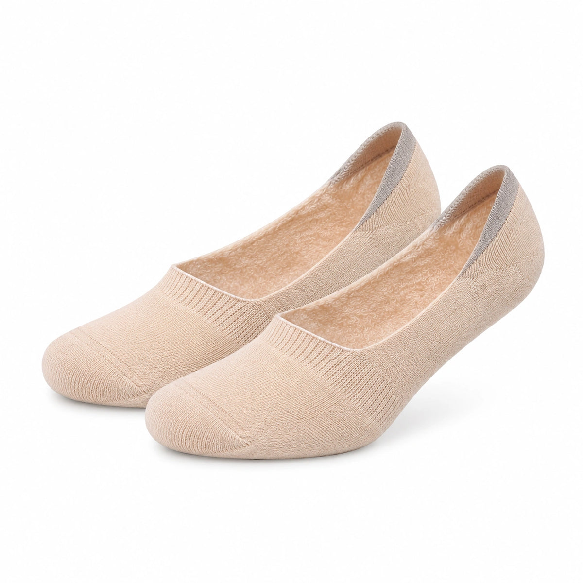 Calzini invisibili 43-46 in tessuto elasticizzato beige - design basso per scarpe