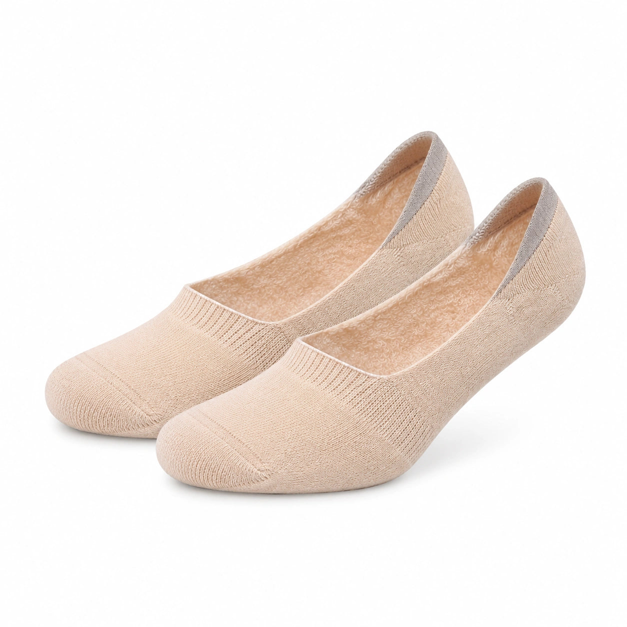 Calzini invisibili 43-46 in tessuto elasticizzato beige - design basso per scarpe